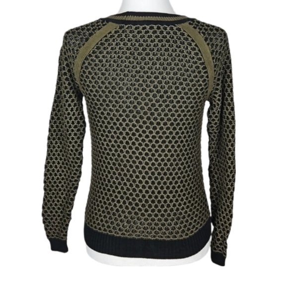 Olive Green Black Knit Crew Neck Sweater, S - Picture 4 of 7